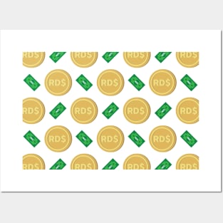 Dominican Republic’s Dominican peso RD$ code DOP banknote and coin pattern wallpaper Posters and Art